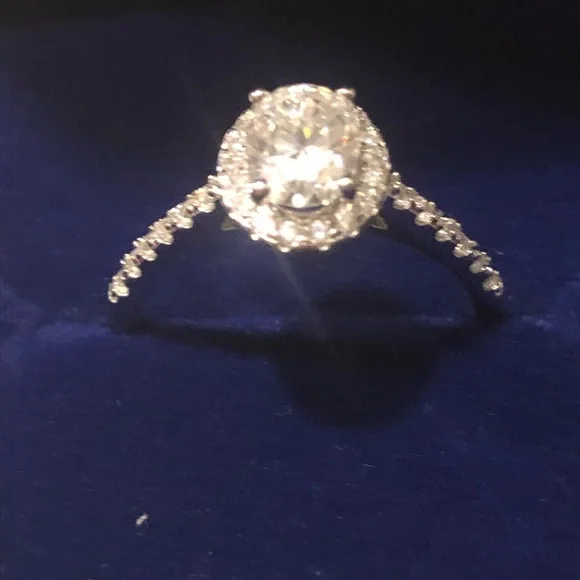 New Certified 1ct. Oval Cut Diamond Moissanite Engagement Ring - Picture 9 of 12